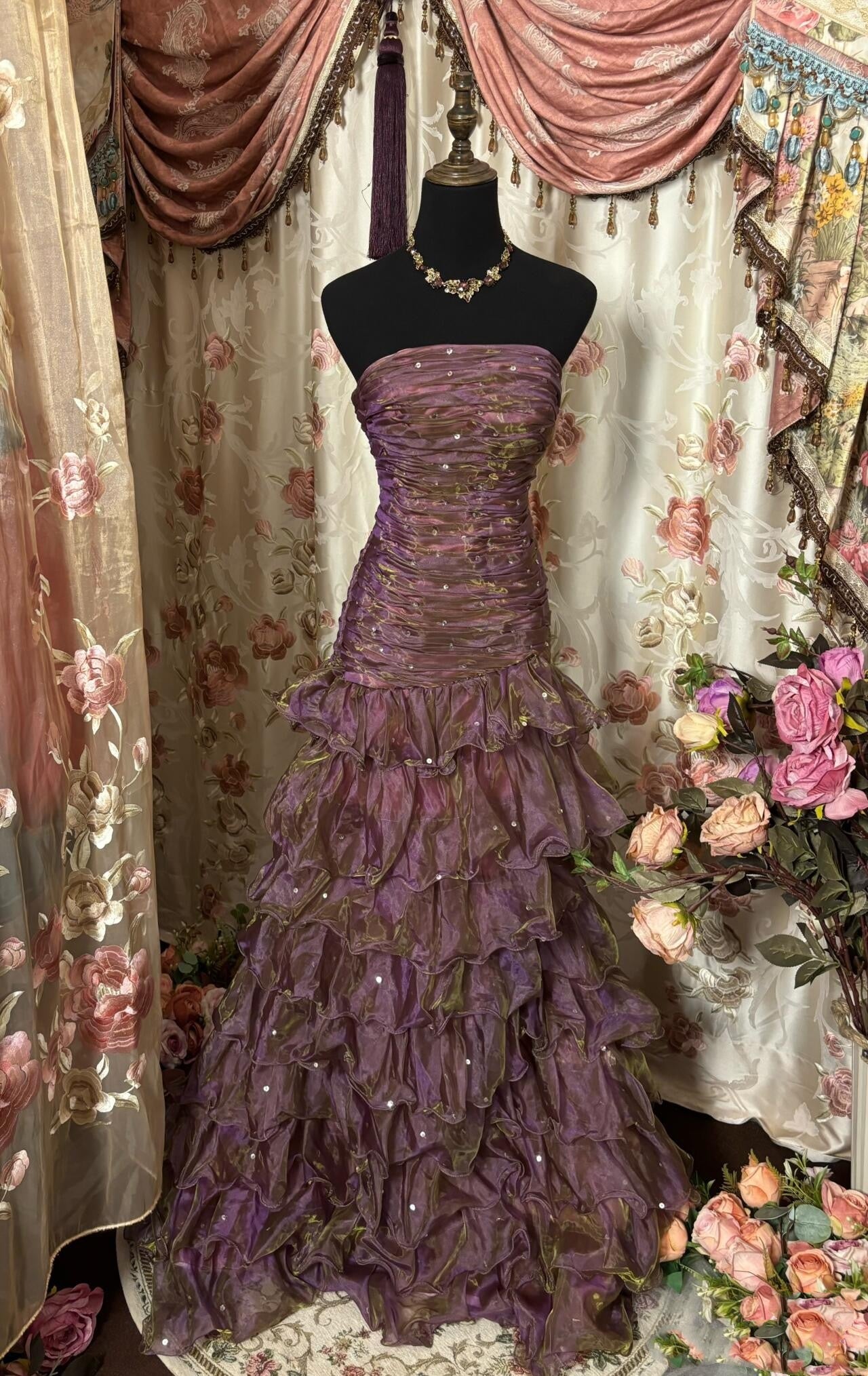 Classy Mermaid Strapless Ruffles Long Formal Evening Dresses Formal Prom Dresses