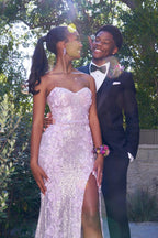 Classy Mermaid Sweetheart Lilac Sequin Slit Long Formal Evening Dresses Formal Prom Dresses