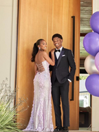 Classy Mermaid Sweetheart Lilac Sequin Slit Long Formal Evening Dresses Formal Prom Dresses