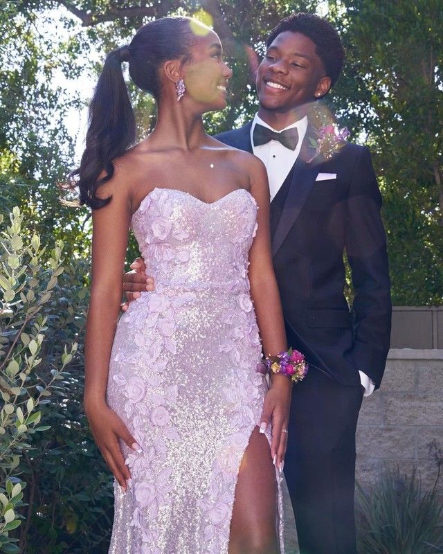 Classy Mermaid Sweetheart Lilac Sequin Slit Long Formal Evening Dresses Formal Prom Dresses Main image
