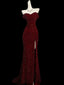 Classy Mermaid Sweetheart Red Slit Sequin Long Formal Evening Gowns Formal Prom Dresses