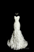 Classy Mermaid Sweetheart Tulle Ivory Long Wedding Dresses Bridal Dresses
