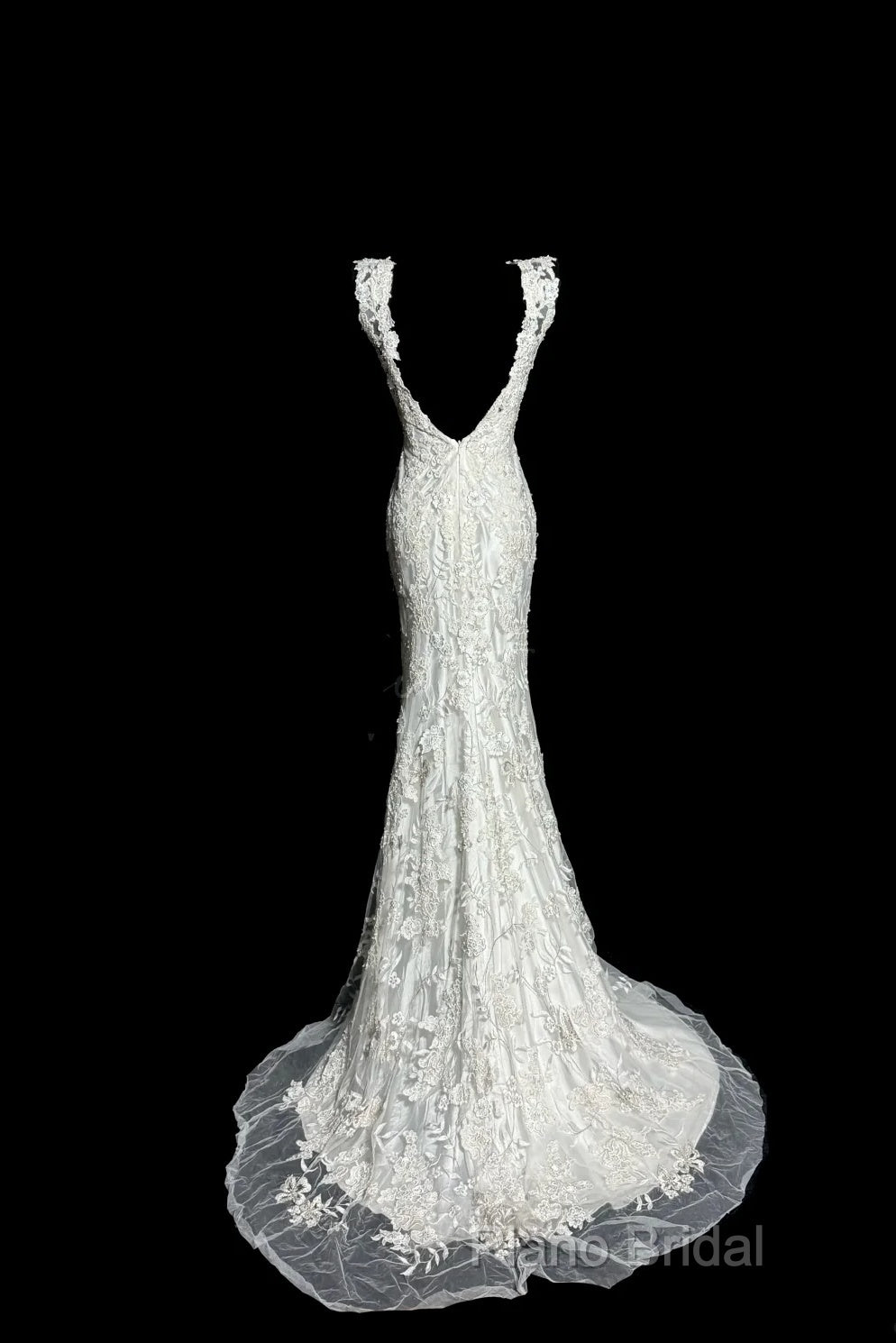 Classy Mermaid V Neckline Lace Ivory Long Wedding Dresses Bridal Dresses Secondary image