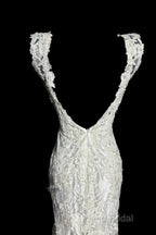 Classy Mermaid V Neckline Lace Ivory Long Wedding Dresses Bridal Dresses