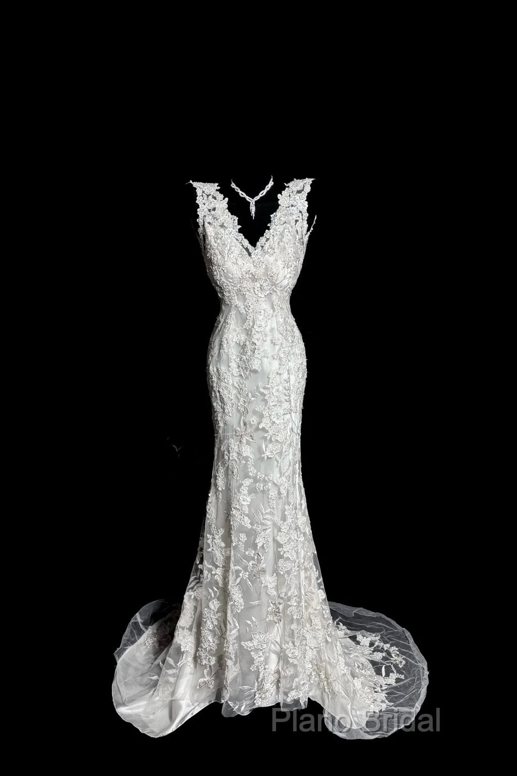 Classy Mermaid V Neckline Lace Ivory Long Wedding Dresses Bridal Dresses