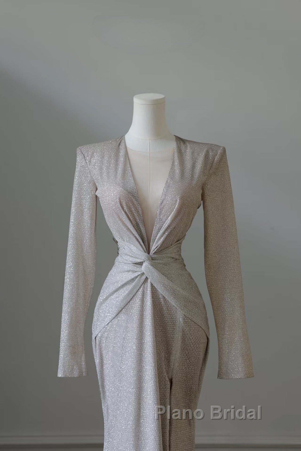 Classy Mermaid V Neckline Long Sleeves Sequin Ruffles Long Evening Dresses Formal Prom Dresses