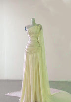 Classy Sheath One Shoulder Pink Long Chiffon Formal Evening Gown Formal Prom Dresses