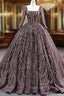 Coffee Sequins Square Long Sleeve Formal Prom Dresses