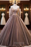 Coffee Tulle Spaghetti Straps Beading Quinceanera Dresses