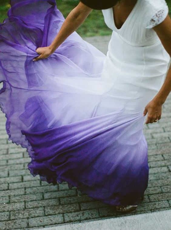 Colored Wedding Dresses, Purple And White Wedding Dresses, Ombre Wedding Dresses Formal Prom Dresses Secondary image