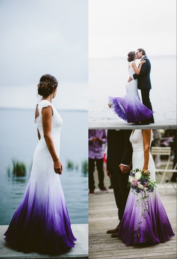 Colored Wedding Dresses, Purple And White Wedding Dresses, Ombre Wedding Dresses Formal Prom Dresses Main image
