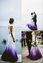 Colored Wedding Dresses, Purple And White Wedding Dresses, Ombre Wedding Dresses Formal Prom Dresses