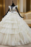 Come In a Wide Variety Of On-Trend Styles, Ivory White Ball Gown Tulle Tiers Beading Bateau Wedding Dresses