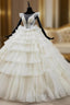 Come In a Wide Variety Of On-Trend Styles, Ivory White Ball Gown Tulle Tiers Beading Bateau Wedding Dresses