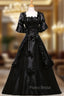 Come In All Styles And Colors Black Ball Gown Satin Short Sleeve Costume Masquerade Dresses