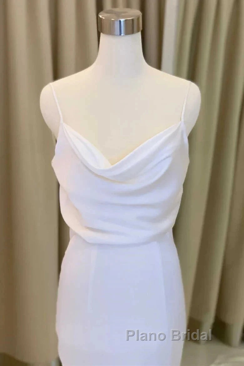 Cowl Neck Backless Mermaid Long Wedding Dresses