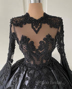 Custom Black African Wedding Gown, Satin Black Wedding Dresses, African Formal Prom Dresses