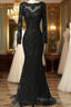Custom Long Sleeves Formal Prom Dresses,Charming Beading Formal Dresses,Lace Mermaid Formal Prom Dresses