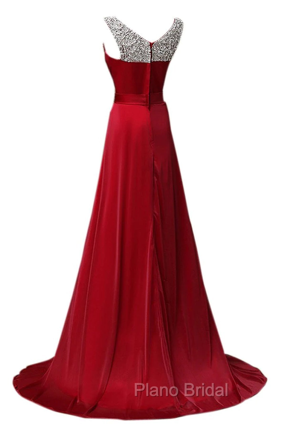 Custom Made A Line Dark Red Round Neck Long Formal Prom Dresses, Bridesmaid Dresses, Formal Dresses Secondary image