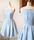 Custom Made A Line Light Blue Short Formal Prom Dresses, Short Blue Homecoming Dresses, Formal Dresses