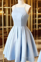 Custom Made A Line Light Blue Short Formal Prom Dresses, Short Blue Homecoming Dresses, Formal Dresses