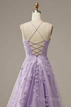Custom Made Lace Lilac Formal Prom Dresses Violet Purple Long Formal Dresses