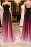Custom Made Open Back Ombre Colorful Chiffon Formal Prom Dresses, Backless Evening Dresses
