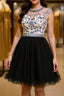 Custom Made Round Neck Cap Sleeves Beading Black Short Formal Prom Dresses Royal Blue Homecoming Dresses, Evening Dresses 2019