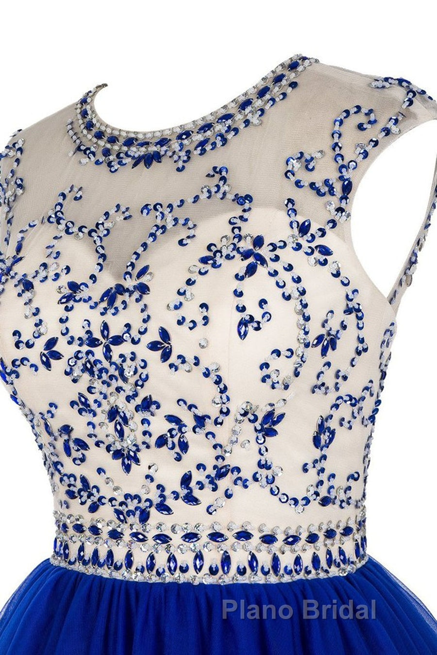 Custom Made Round Neck Cap Sleeves Beading Black Short Formal Prom Dresses Royal Blue Homecoming Dresses, Evening Dresses 2019