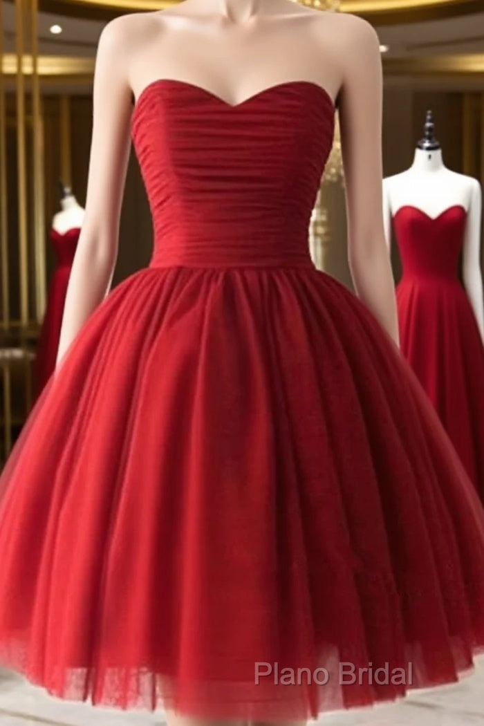 Custom Made Short Burgundy Formal Prom Dresses, Burgundy Bridesmaid Dresses, Graduation/Homecoming Dresses Main image