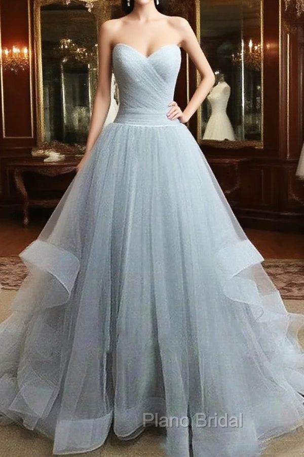 Custom Made Sweetheart Neck Floor Length Light Grey Formal Prom Dresses, Formal Prom Gown, Formal Dresses Main image