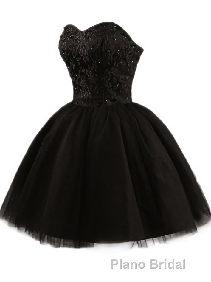 Sweetheart Short Black Lace Formal Prom Dresses, Black Lace Graduation / Homecoming Dresses Secondary image
