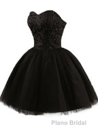 Sweetheart Short Black Lace Formal Prom Dresses, Black Lace Graduation / Homecoming Dresses