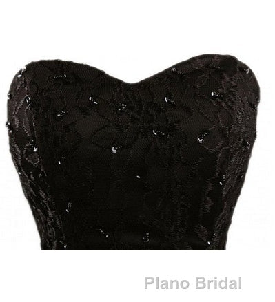 Sweetheart Short Black Lace Formal Prom Dresses, Black Lace Graduation / Homecoming Dresses