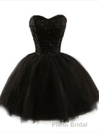 Sweetheart Short Black Lace Formal Prom Dresses, Black Lace Graduation / Homecoming Dresses