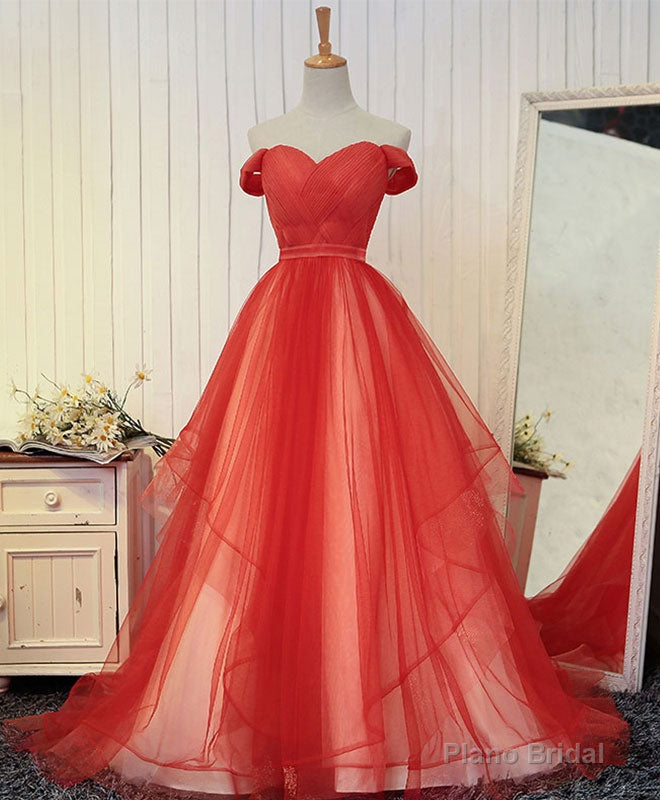 Custom Made  Tulle  Off Shoulder Long Prom Dress, Evening Dress Main image