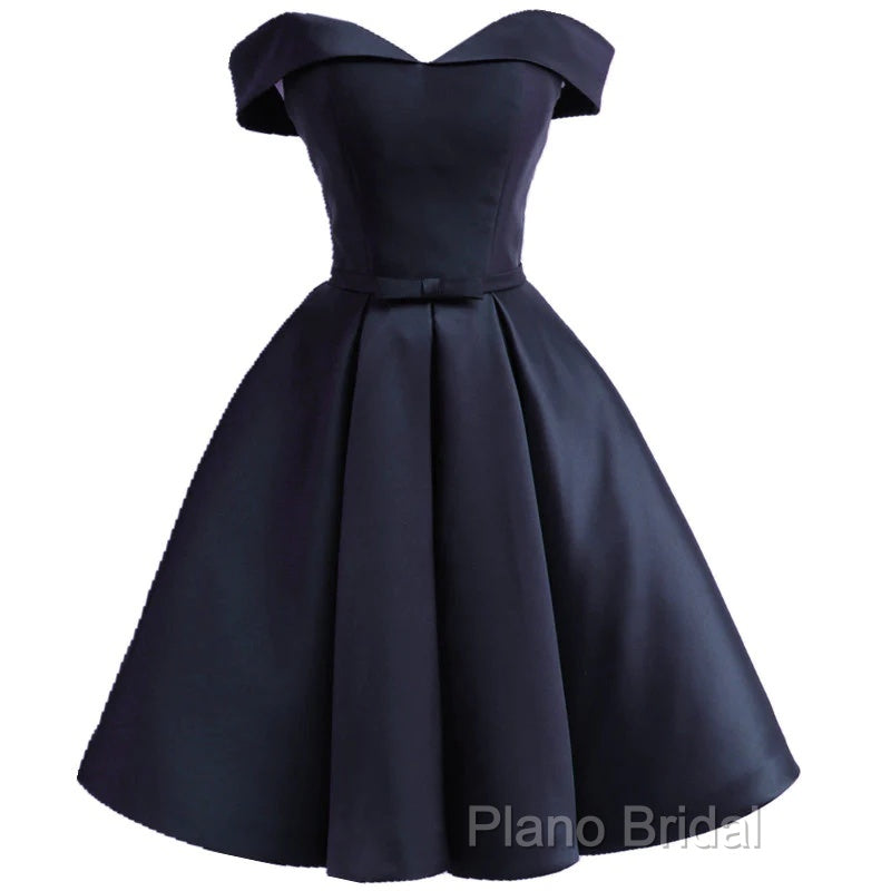 Custom Navy Blue Short Off Shoulder Sweetheart Party Dresses, Navy Blue Party Dresses Secondary image