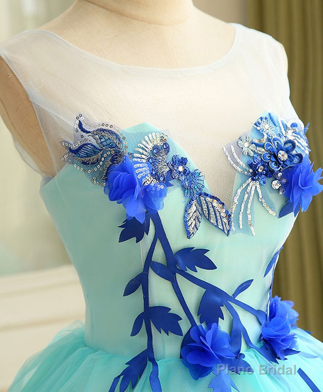 Cute A Line Blue Tulle Mini/Short Prom Dress, Blue Homecoming Dress