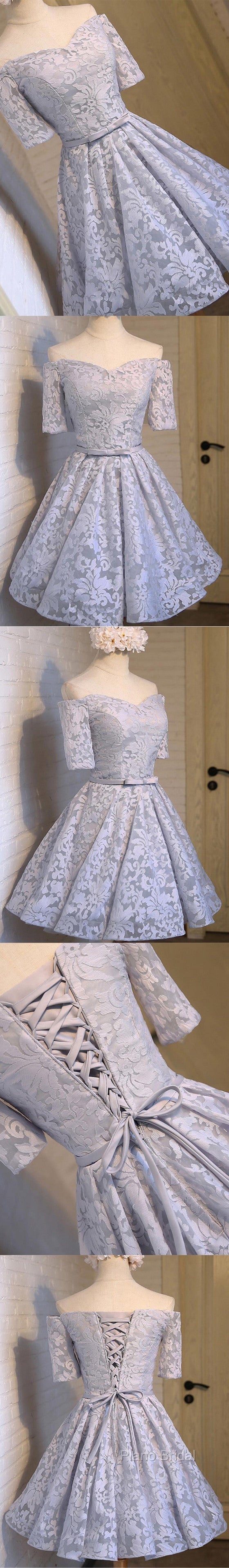 Cute A-Line Half Sleeve Sweetheart Lace Up Back Organza Floral Prints Knee Length Homecoming Dresses Secondary image