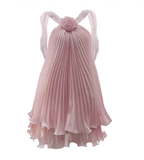 Cute A Line Halter Baby Blue Pleated Chiffon Short Homecoming Dresses Birthday Dresses