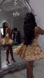 Cute A Line Halter Sequin Short Gold Homecoming Dresses