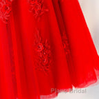 Cute A Line Off Shoulder Short Red Lace Formal Prom Dresses, Short Red Bridesmaid Dresses, Graduation Dresses