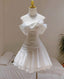 Cute A Line Off The Shoulder White Chiffon Summer Homecoming Dresses Hoco Dresses Mini 16Th Birthday Outfit Cocktail Dresses