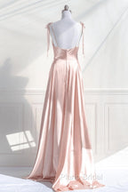 Cute A-Line Pink Satin Straps Sweetheart Formal Prom Dresses, Pink Satin Party Dresses Evening Dresses