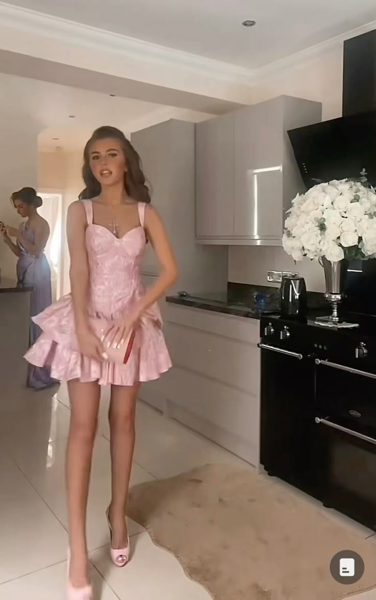 Cute A Line Pink Straps Short Summer Birthday Dresses Hoco Dresses Birthday Outfit 19Th Birthday Mini Party Dresses