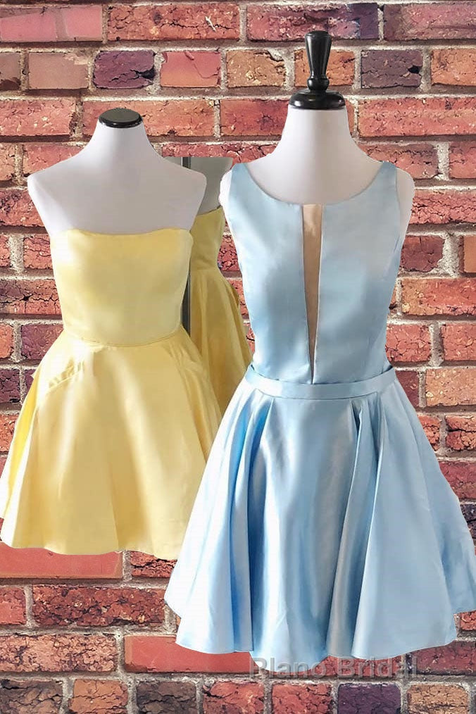 Cute A-line Short Yellow Homecoming Dresses,Elegant Graduation Dresses
