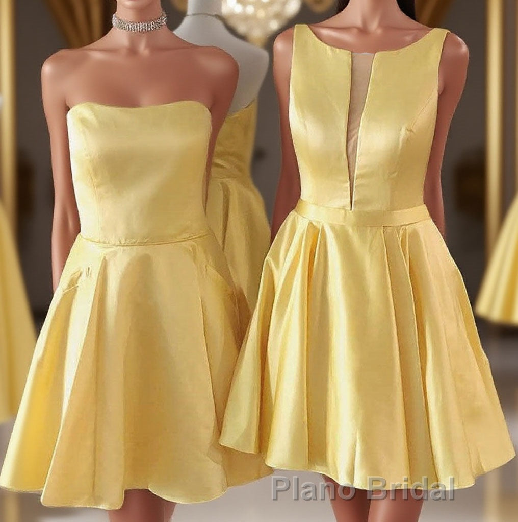 Cute A-line Short Yellow Homecoming Dresses,Elegant Graduation Dresses Main image