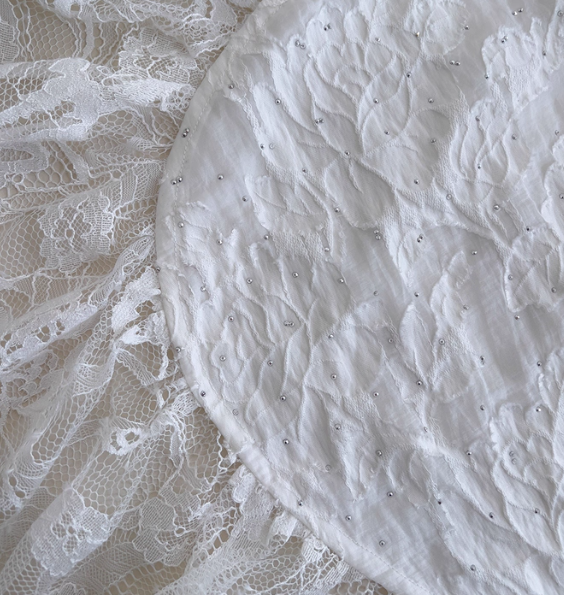 Cute A Line Spaghetti Strap Tiered Pearl White Lace Party Dresses Formal Evening Dresses