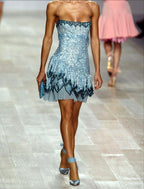 Cute A Line Spaghetti Straps Blue Sequin Mini Short Formal 8Th Grade Homecoming Dresses Summer Middle School Hoco Dresses Homecoming Outfits 20Th Birthday Outfit