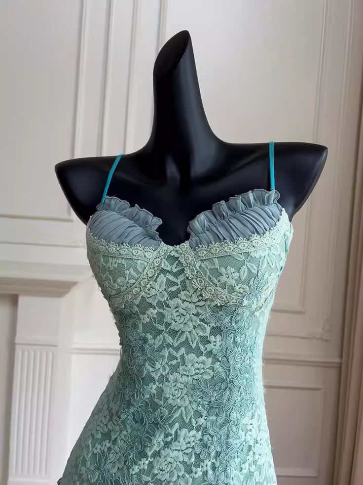 Barbie Raquel A Line Spaghetti Straps Green Lace Short Outfit Homecoming Dresses